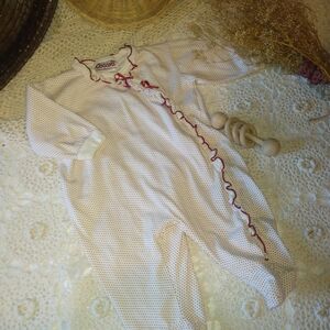 White Polka Dot Baby Onesie with Red Trim